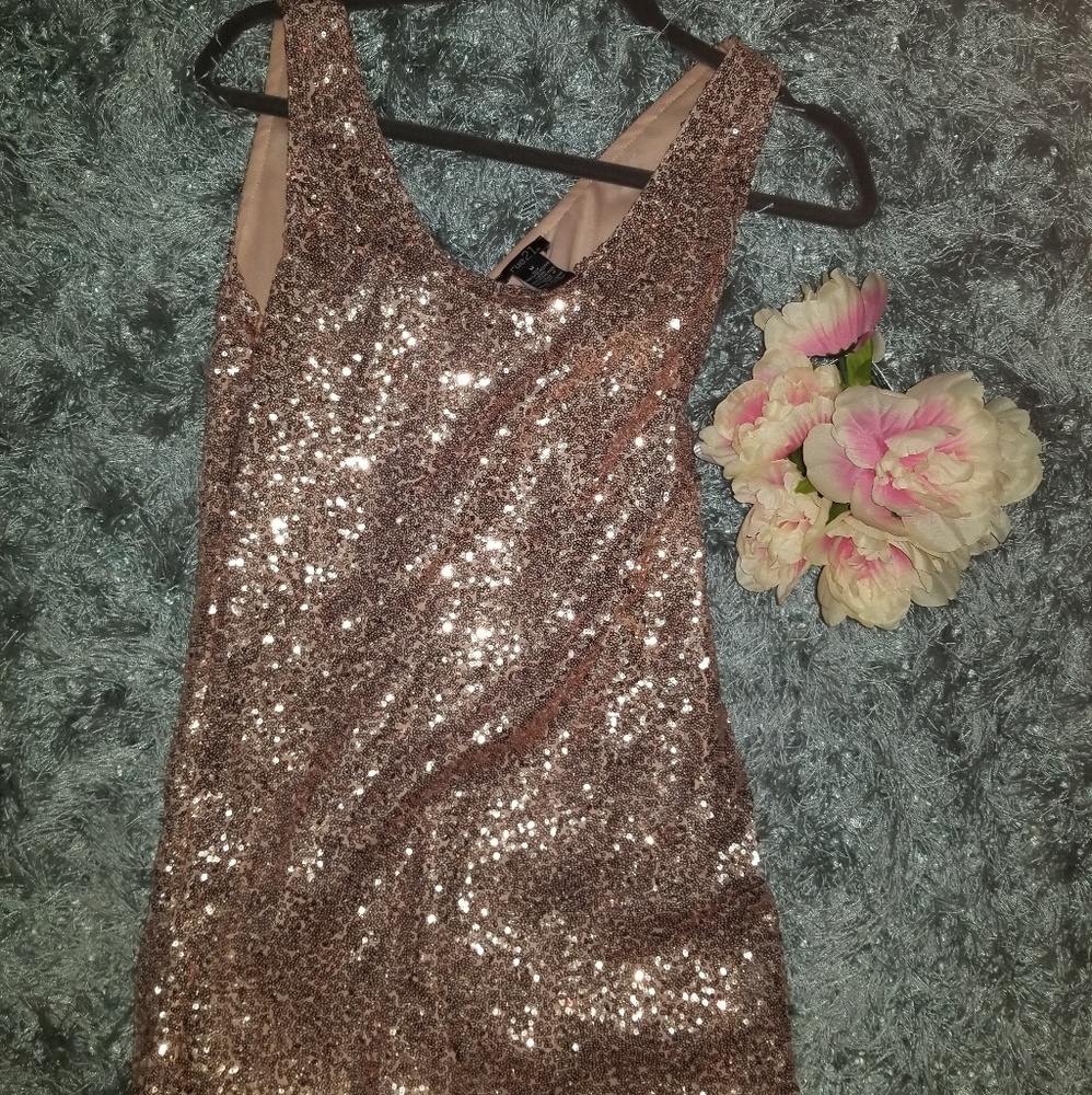 Rose gold sequin dress